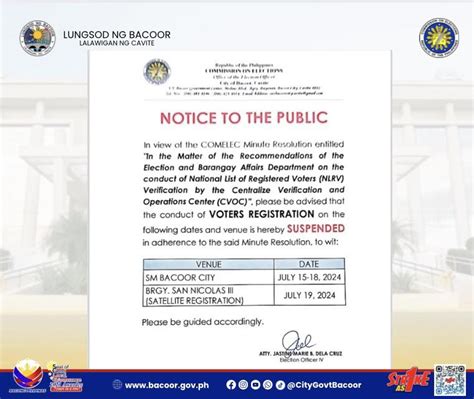 registry of deeds bacoor|Notice to the Public Here .